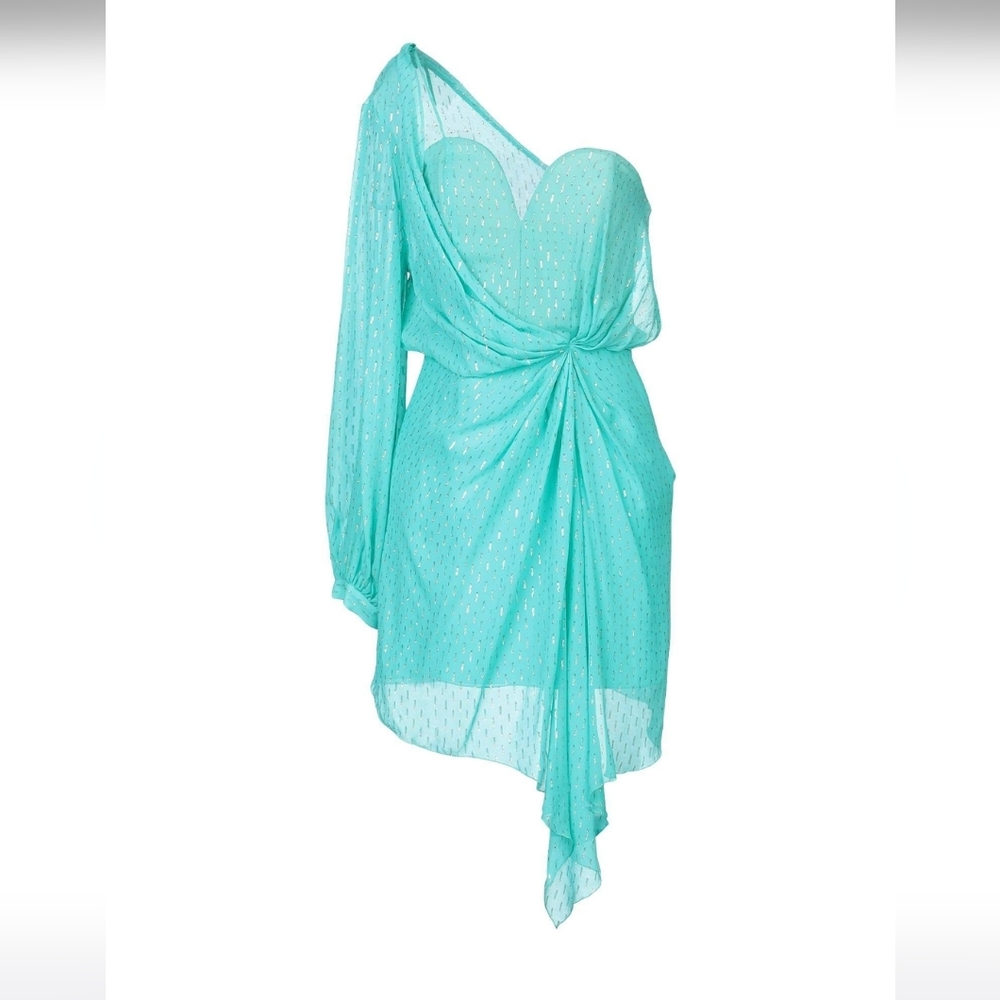 Simona Corsellini SILK Aqua One-Sleeve Dress